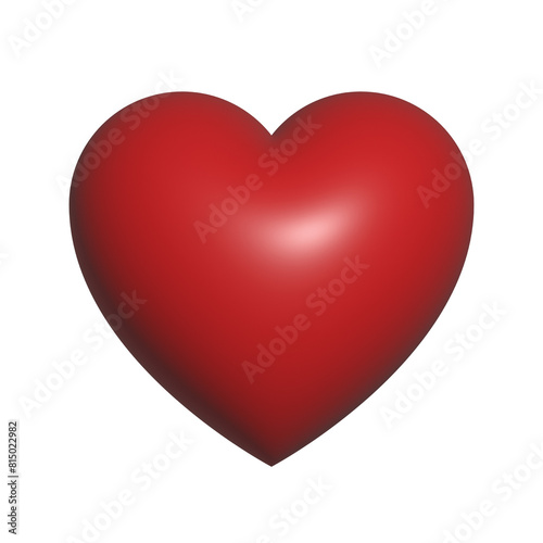 3d heart icon isolated on transparent background.