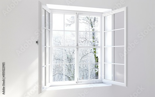 Partially open white window letting in sunlight and fresh air.