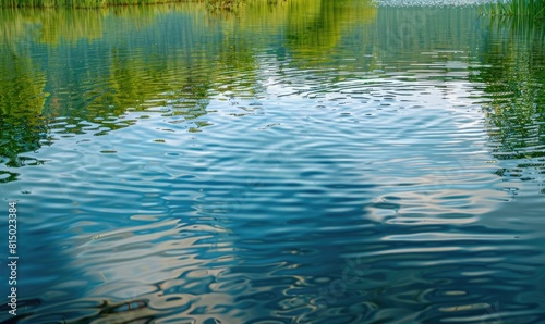 Pond water surface with small waves and ripples closeup