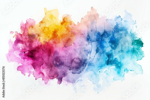 Depicting a colorful watercolor cloud on white background image
