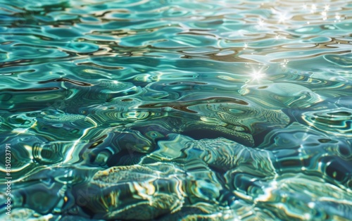 Rippling turquoise water bathed in sunlight, creating dynamic patterns.