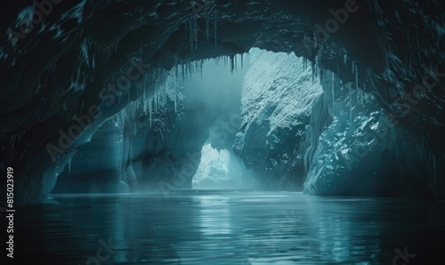 Glacial ice cave background