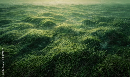 Seabed with seaweed, ocean background