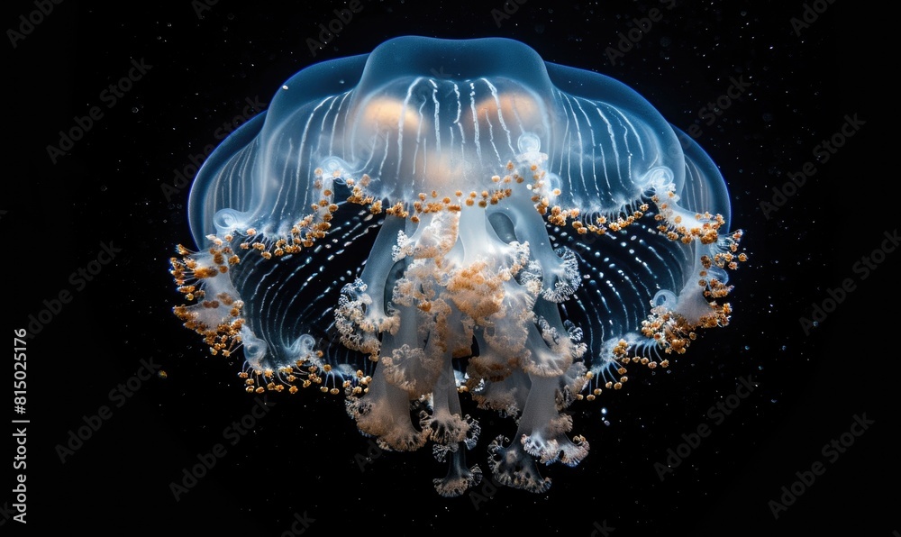 Titanic jellyfish in habitat on dark background Titanic jellyfish in habitat on dark background