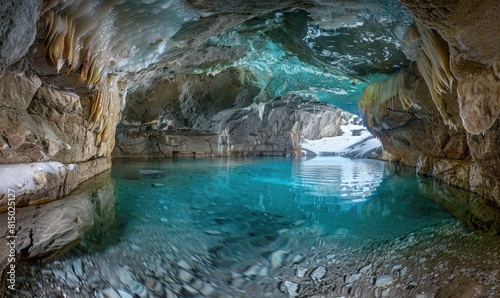 Subarctic ice cave background photo