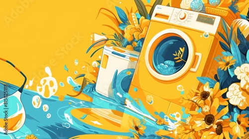 Vibrant Summer Sale Banner for Commercial Laundry Detergents with Copy Space photo