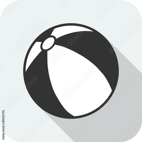 Beach ball, beach ball icon isolated on gray background with shadow. Vector, design illustration. Vector.