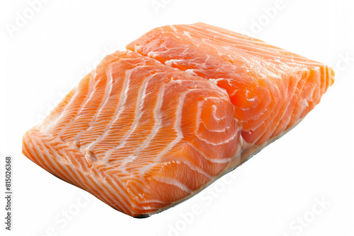 a piece of salmon on a white background