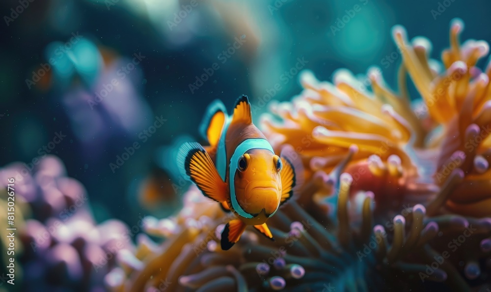 Cockerel fish among clownfish Cockerel fish among clownfish