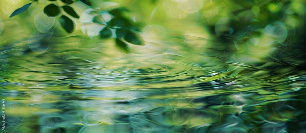 Blurred of natural background from water and green plants.