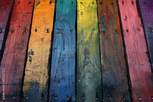 Rainbow painted wood in the background, high quality, high resolution