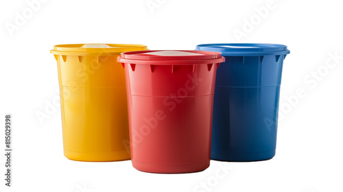 A stackable recycling bin set with color-coded lids, isolated. isolated on transparent background.PNG file  ©    Laiba Rana