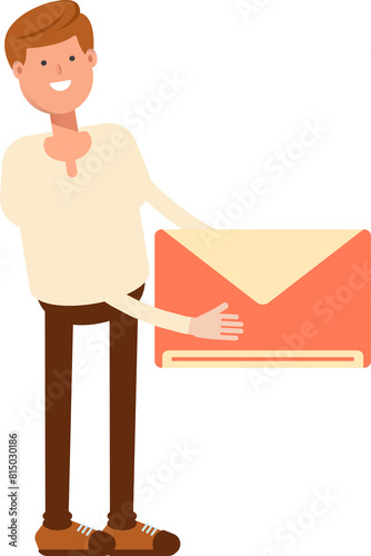 Man Character Holding Mail 