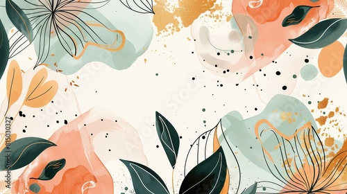 Abstract Background With Flowers and Leaves