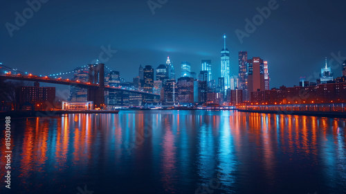 Advanced city skyline at night