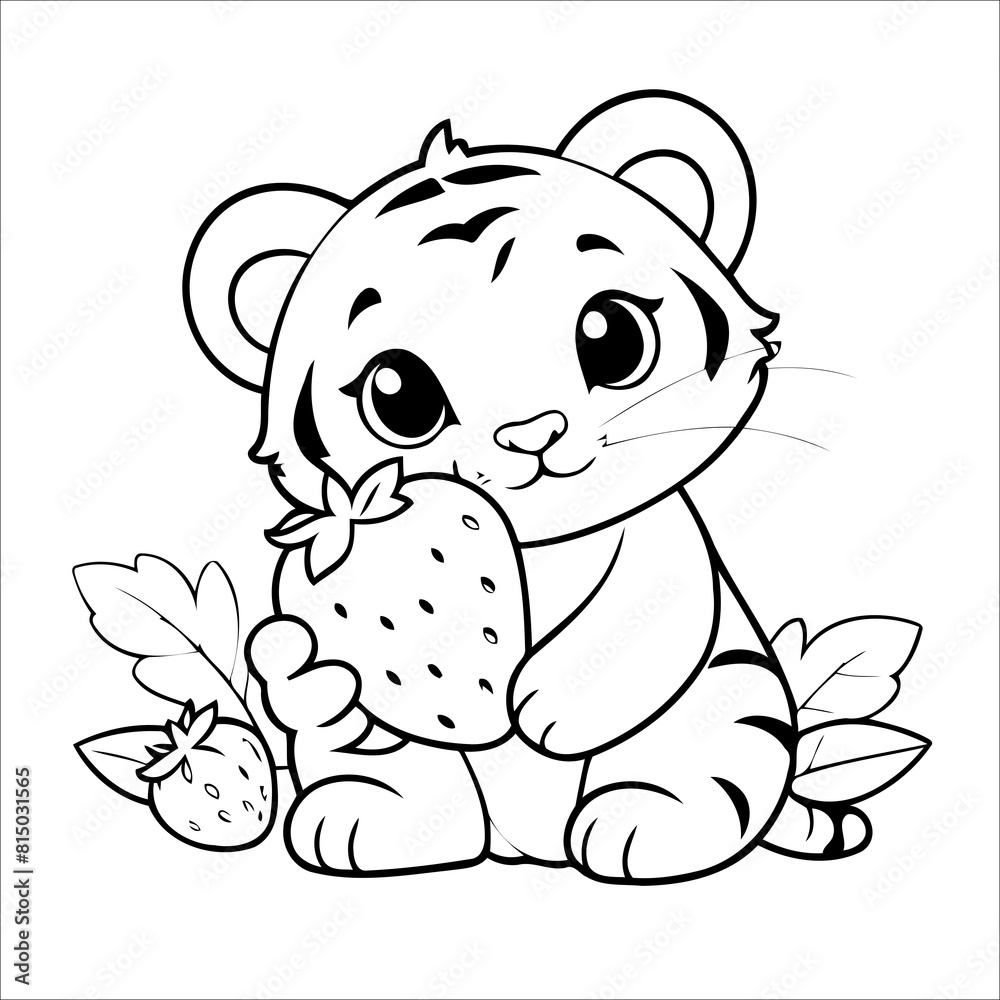Fototapeta premium Vector illustration of cute Tiger coloring page for kids