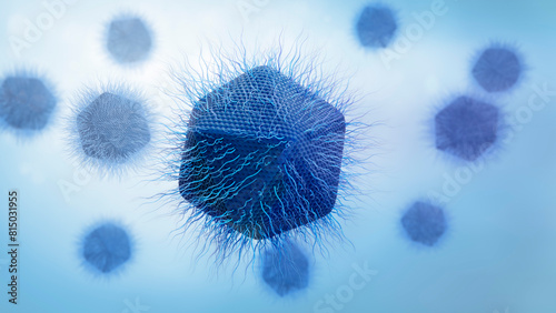 Catovirus naegleriensis (CatV) or Naegleriavirus (NiV) is a giant virus (nucleocytoplasmic large DNA virus). It can destroy the Naegleria fowleri, the brain-eating amoeba. 3d conceptual illustration photo