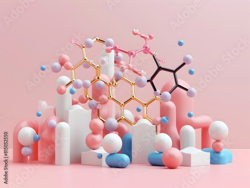 Molecular Structures of Essential and Nonessential Amino Acids Visualized in Colorful 3D Infographic photo