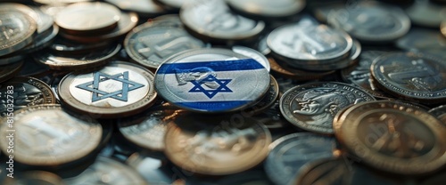 The Israel Flag Depicted On A Pile Of Coins Symbolizing Financial  Accounting  And Banking Concepts High Resolution