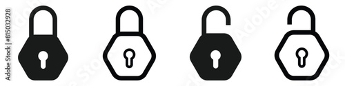 Locks icons set. Locked and unlocked vector icon set. Lock symbol isolated on white background. Padlock symbol. Privacy symbol vector illustration. eps 10