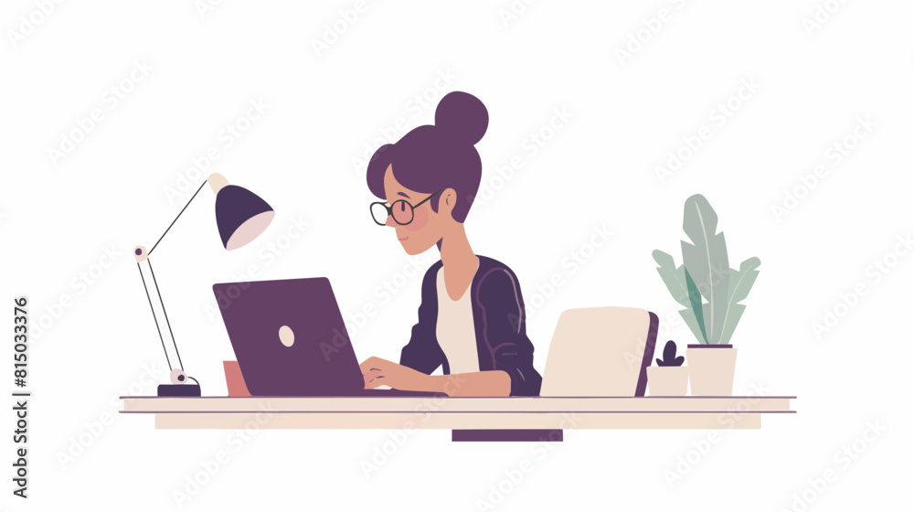 multi cultural girl businesswoman typing working on laptop floral professional studying diversity inclusion white background generative ai multi cultural girl businesswoman typing working on laptop floral professional studying diversity inclusion white background generative ai