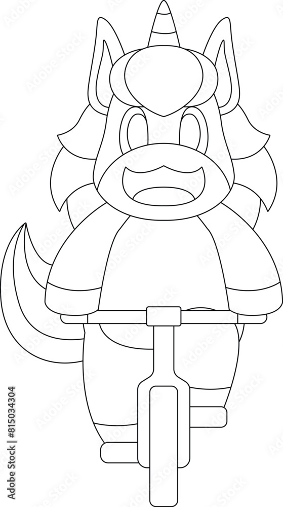 Fototapeta premium Unicorn Bicycle Animal Vector Graphic Art Illustration