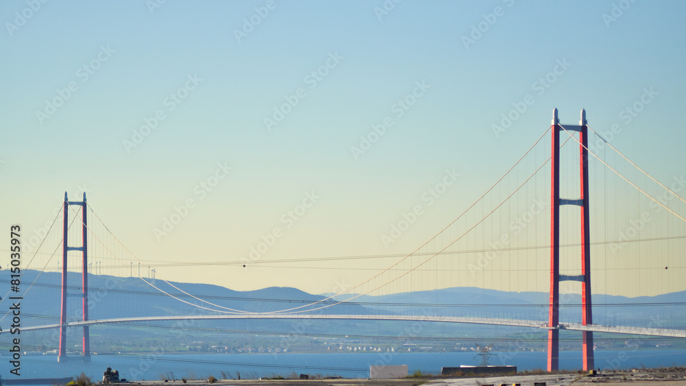 Fototapeta premium Canakkale bridge view during the day
