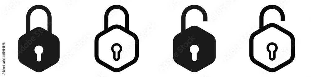 Locks icons set. Locked and unlocked vector icon set. Lock symbol isolated on white background. Padlock symbol. Privacy symbol vector illustration. eps 10 Locks icons set. Locked and unlocked vector icon set. Lock symbol isolated on white background. Padlock symbol. Privacy symbol vector illustration. eps 10