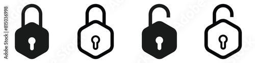 Locks icons set. Locked and unlocked vector icon set. Lock symbol isolated on white background. Padlock symbol. Privacy symbol vector illustration. eps 10