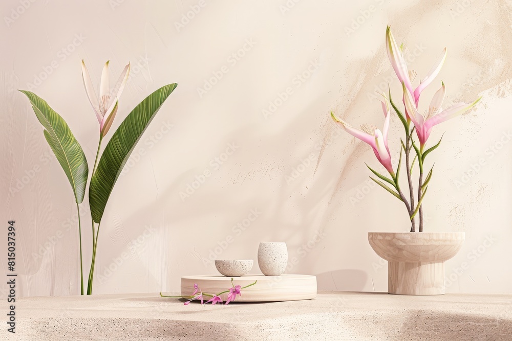 Marble podium for bathing product display on blurred bathroom background - generative ai. Beautiful simple AI generated image in 4K, unique. Marble podium for bathing product display on blurred bathroom background - generative ai. Beautiful simple AI generated image in 4K, unique.