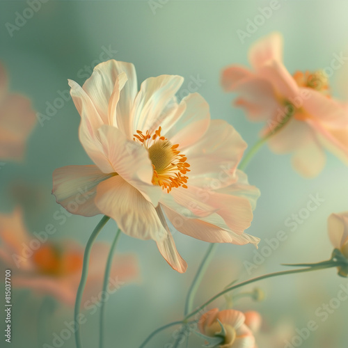 Elegant pale orange flowers in soft light