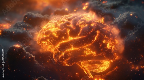 The exhilarating rush of inspiration unleashed in a dazzling display of creativity, as a human brain erupts with the brilliance of a thousand suns