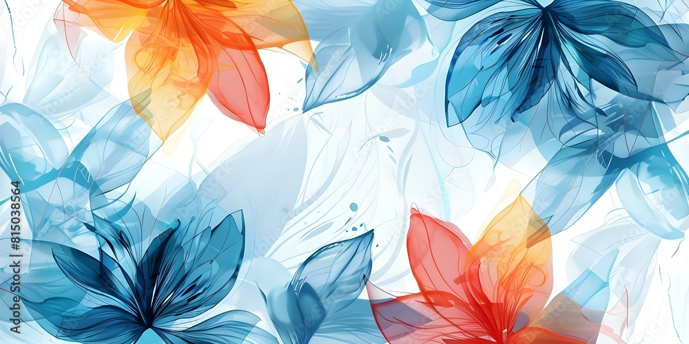 Fototapeta premium Modern Design: Abstract Acrylic Floral Brushstrokes Pattern on Fabric. Concept Abstract Art, Acrylic Painting, Floral Pattern, Modern Design, Fabric Print