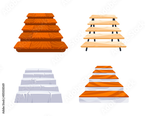 Castle staircase, Wooden and stone. Staircase, stairway. Interior objects for home, palace.