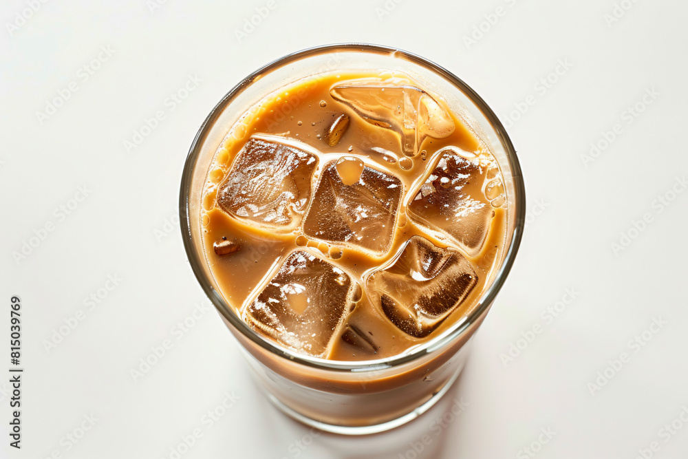 a glass of iced coffee with ice cubes a glass of iced coffee with ice cubes
