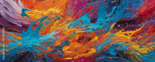 Texture of bright multi-colored splashes of paint. All the colors of the rainbow. Holi colors. Abstract painting