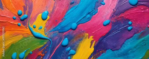 Texture of bright multi-colored splashes of paint. All the colors of the rainbow. Holi colors. Abstract painting