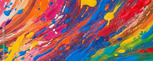 Texture of bright multi-colored splashes of paint. All the colors of the rainbow. Holi colors. Abstract painting