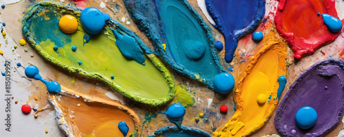 Texture of bright multi-colored splashes of paint. All the colors of the rainbow. Holi colors. Abstract painting