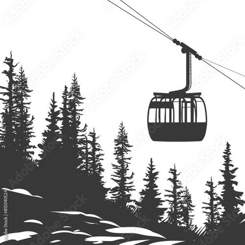 Silhouette Aerial tramway black color only photo