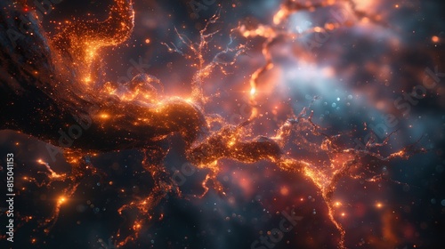 The intricate dance of synapses and neurons captured in the moment of a brain's eruption of creativity and intelligence, like fireworks in the night sky