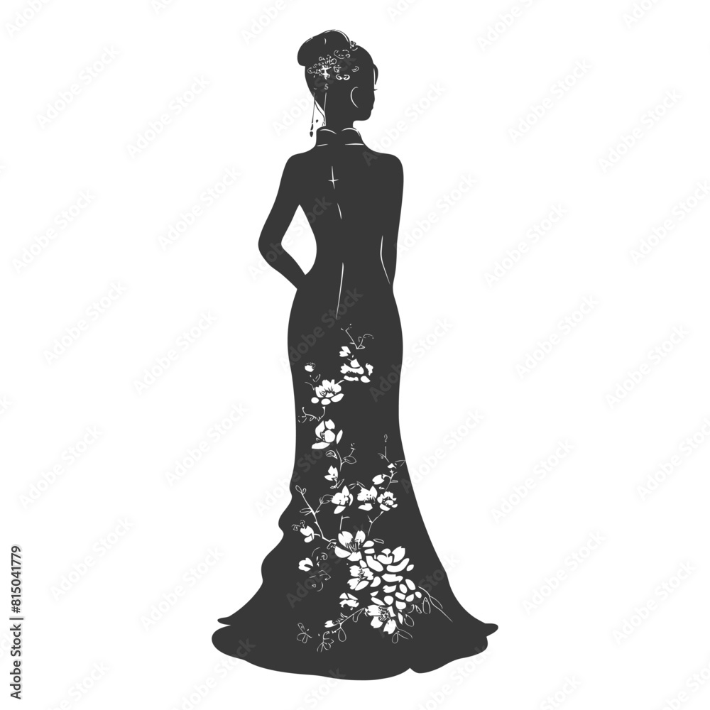 Silhouette independent chinese women wearing Cheongsam or zansae black color only Silhouette independent chinese women wearing Cheongsam or zansae black color only