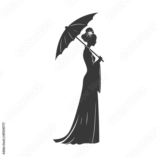 Silhouette independent chinese women wearing Cheongsam or zansae black color only