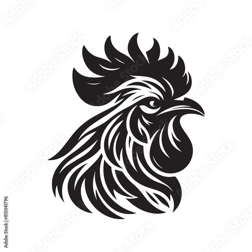 Rooster head silhouette vector illustration on white background