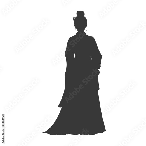 Silhouette independent chinese women wearing hanfu black color only