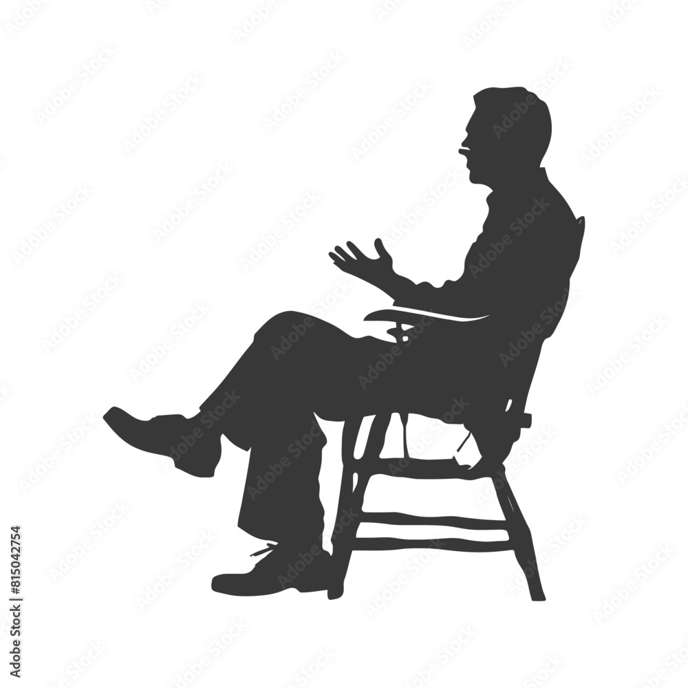 Silhouette psychologist in action full body black color only