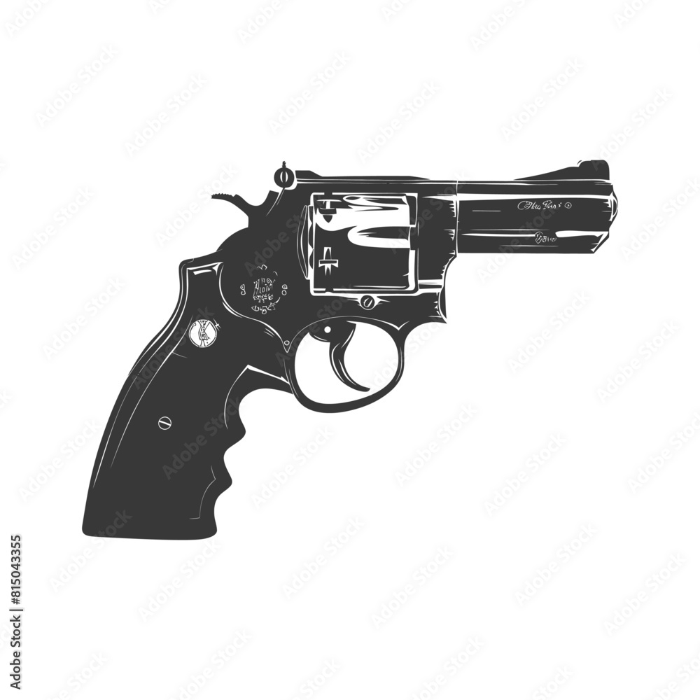 Silhouette revolver gun military weapon black color only