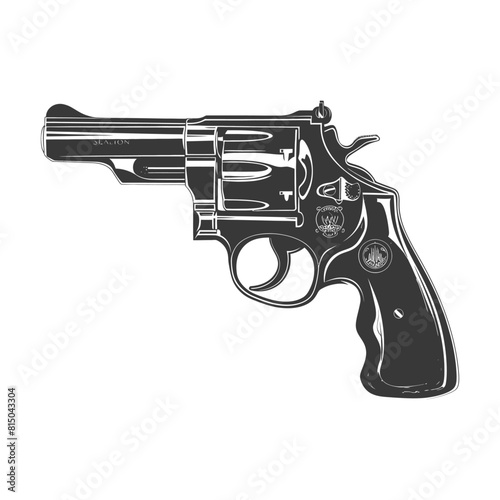 Silhouette revolver gun military weapon black color only