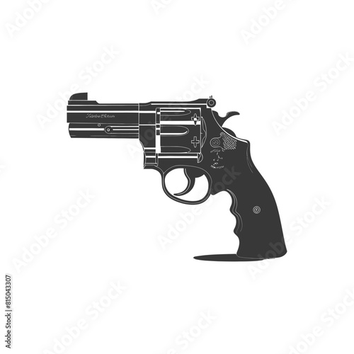 Silhouette revolver gun military weapon black color only