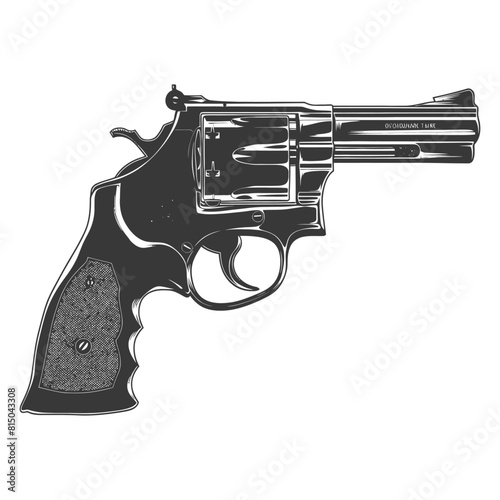 Silhouette revolver gun military weapon black color only